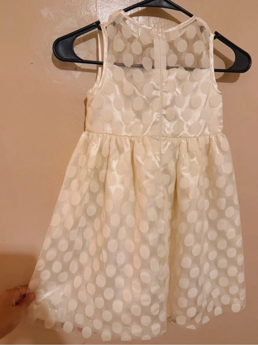 Penelope Mack Cream Polka Dot Rosette Party Dress
